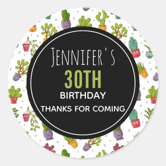 Niedlich Cactus succulents Muster Party Vielen Dan Runder Aufkleber (Vorderseite)