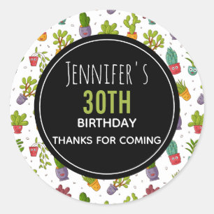 Niedlich Cactus succulents Muster Party Vielen Dan Runder Aufkleber