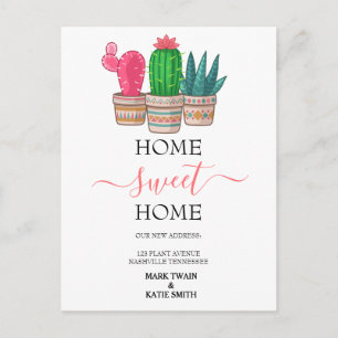 niedlich Cactus Zuhause bewegt Postkarte