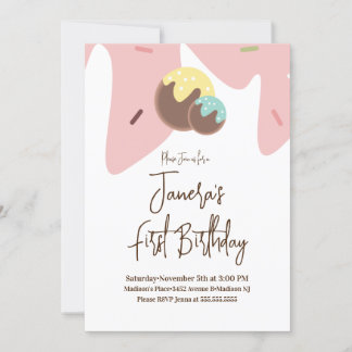 Niedlich Cake Pop Balls Zuckerguss Geburtstag Einladung