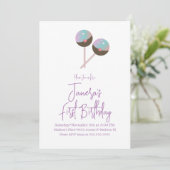 Niedlich Cake Pop Candy Bar Einladung zum Geburtst (Stehend Vorderseite)