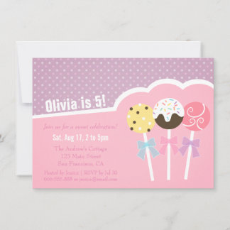 Niedlich Cake Pops Girls Geburtstagsparty Einladun Einladung