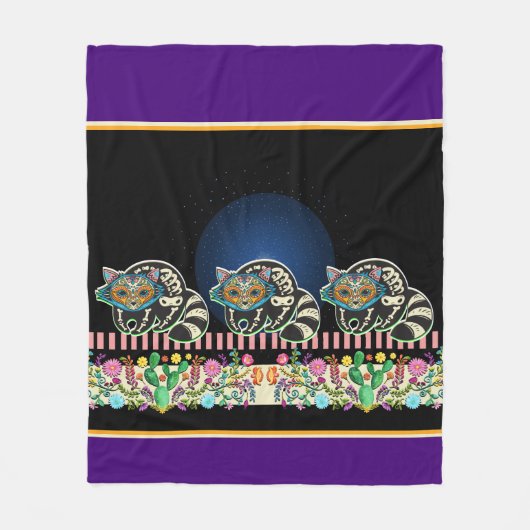 Niedlich Calavera Cats Fleece Blanket (Vorderseite)