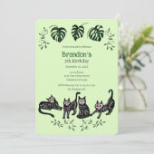 Niedlich Calavera Katzen Kindergeburtstag Einladun Einladung (Stehend Vorderseite)