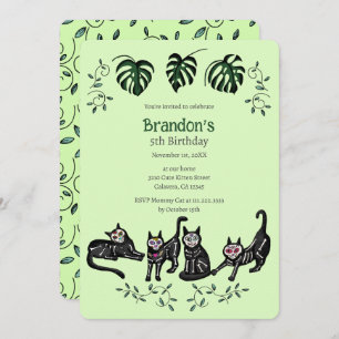 Niedlich Calavera Katzen Kindergeburtstag Einladun Einladung