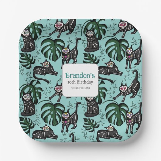 Niedlich Calavera Katzen Kindergeburtstag Party Pappteller (Vorderseite)
