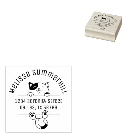 Niedlich Calico Cat Arch Address Gummistempel (Stempel)