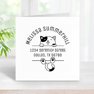 Niedlich Calico Cat Arch Address Gummistempel