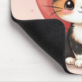 Niedlich Calico Cat Heart Kawaii Valentine Art Mousepad (Ecke)