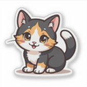 Niedlich Calico Cat - Kawaii Pastel Design Aufkleber (Vorderseite)