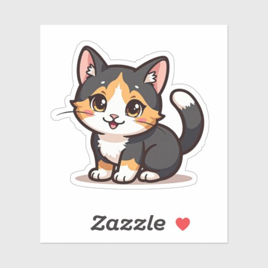 Niedlich Calico Cat - Kawaii Pastel Design Aufkleber (Blatt)