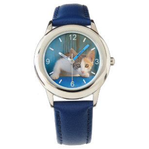 Niedlich Calico Cat Kitten Funny Eyes Foto Wählsc Armbanduhr