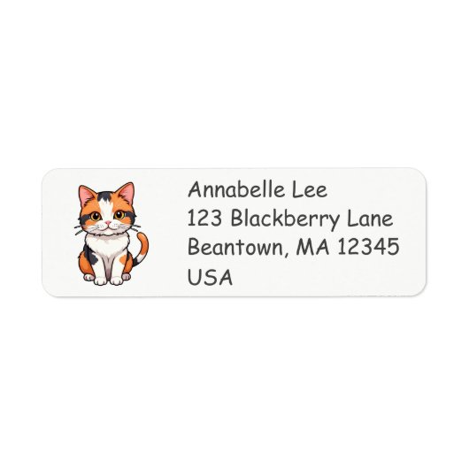 Niedlich Calico Cat Label (Vorne)