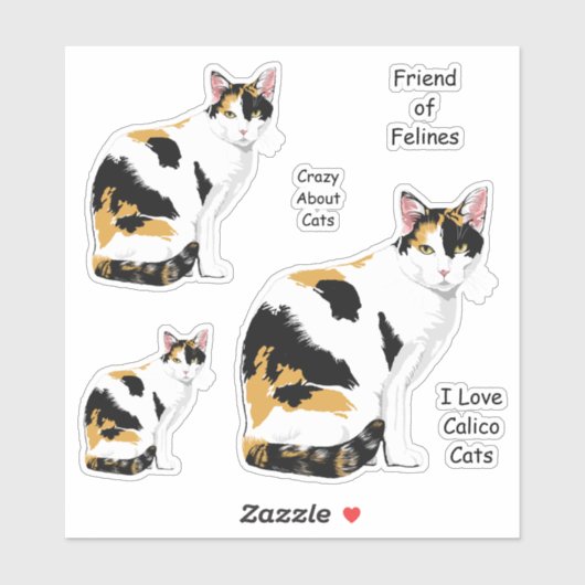 Niedlich Calico Cat Sticker Set (Blatt)
