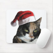 Niedlich Calico Cat Wear Weihnachtsmannmütze Mousepad (Mit Mouse)