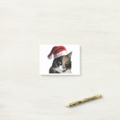 Niedlich Calico Cat Wear Weihnachtsmannmütze Post-it Klebezettel (Auf Schreibtisch)
