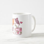 Niedlich Calico Kat Lieben trinken Erdbeermilch Kaffeetasse (VorderseiteRechts)