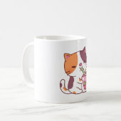 Niedlich Calico Kat Lieben trinken Erdbeermilch Kaffeetasse (Vorderseite Links)