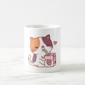 Niedlich Calico Kat Lieben trinken Erdbeermilch Kaffeetasse (Mittel)