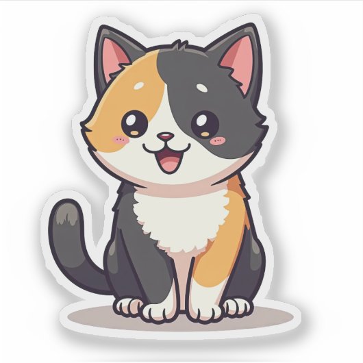 Niedlich Calico Kitten - Kawaii Art Sticker (Vorderseite)
