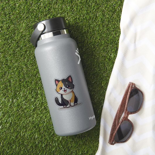Niedlich Calico Kitten - Kawaii Art Sticker (HydroFlask Insitu)