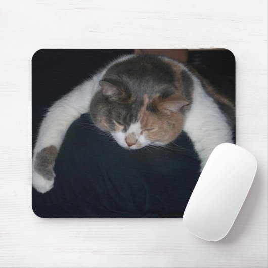 Niedlich Calico Schlafkat über Schulter Mousepad (Mit Mouse)