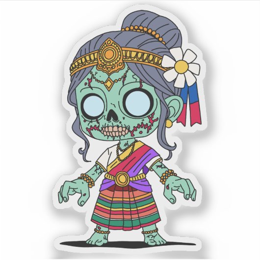 Niedlich Cambodian Zombie Aufkleber (Vorderseite)