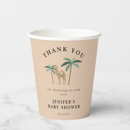 Niedlich Camel Desert Theme Kinderdusche Pappbecher (Vorderseite)