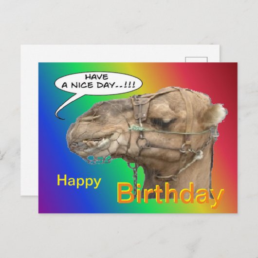 Niedlich Camel Rainbow Happy Birthday Postcard Postkarte (Vorne/Hinten)
