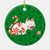 Niedlich Candy Cane Cat Keramikornament (Hinten)