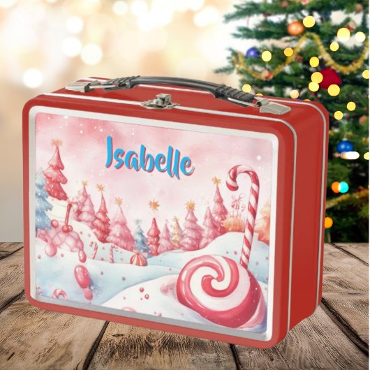Niedlich Candy Cane Kids Weihnachtsmetall Lunchbox