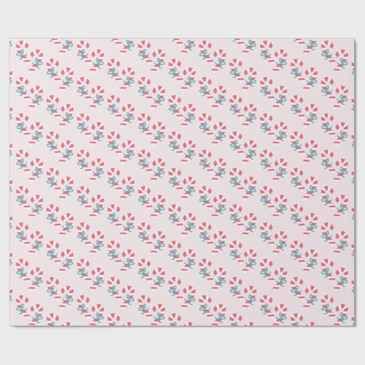 Niedlich Candy Cane Pattern Pink Weihnachten Geschenkpapier (Flach)