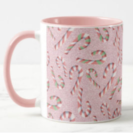 Niedlich Candy Cane Pink Glitzer Tasse