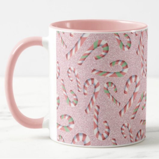 Niedlich Candy Cane Pink Glitzer Tasse