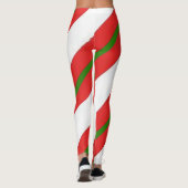 Niedlich Candy Cane Red White und Green Christmas Leggings (Rückseite)