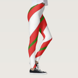 Niedlich Candy Cane Red White und Green Christmas Leggings