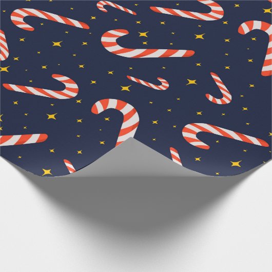 Niedlich Candy Cane Starry Night Time Sky Weihnach Geschenkpapier (Ecke)