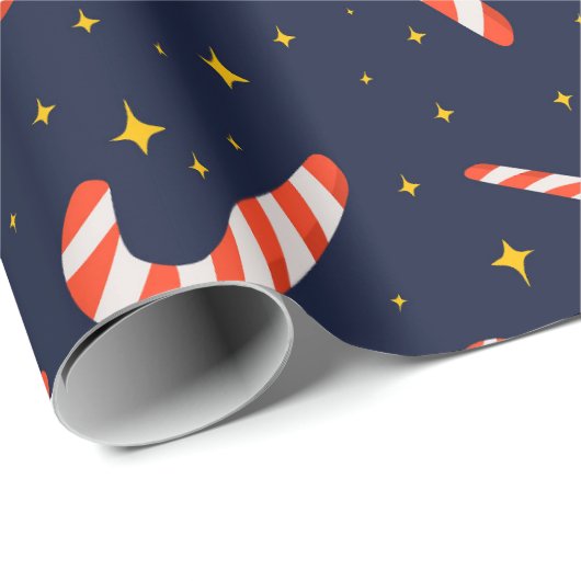 Niedlich Candy Cane Starry Night Time Sky Weihnach Geschenkpapier (Rolleneckpunkt)
