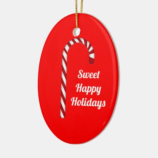 Niedlich Candy Cane Sweet Happy Holidays Keramik Ornament (Links)