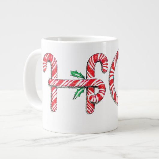 Niedlich Candy Cane Text Design mit dem Word HO! Jumbo-Tasse (Vorderseite Links)