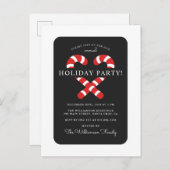 Niedlich Candy Cane Weihnachtsfeier Einladungspostkarte (Vorne/Hinten)