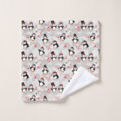 Niedlich Candy Cane Weihnachtspinguine Badhandtuch Set (Waschlappen)