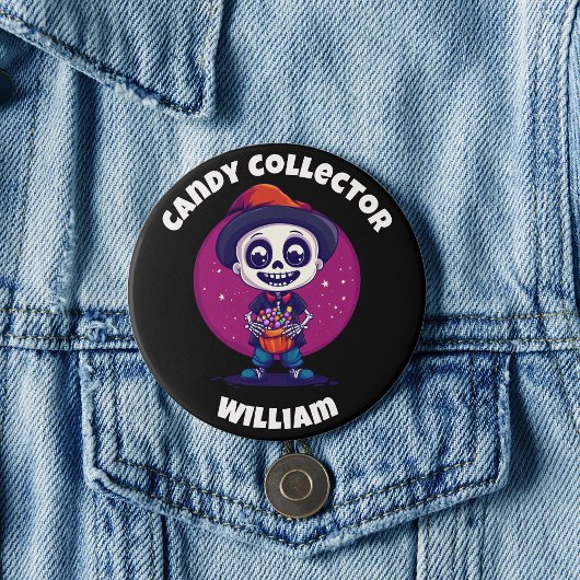 Niedlich Candy Collector Skeleton Boys Halloween Button