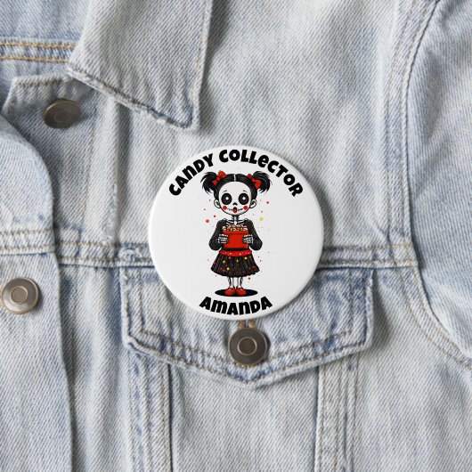Niedlich Candy Collector Skeleton Girls Halloween Button (Beispiel)