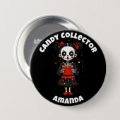 Niedlich Candy Collector Skeleton Girls Halloween Button (Vorne & Hinten)