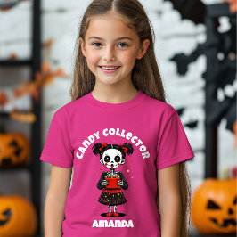 Niedlich Candy Collector Skeleton Girls Halloween T-Shirt