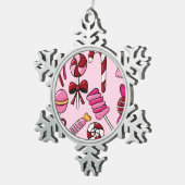 Niedlich Candy Schneeflocken Zinn-Ornament (Rechts)