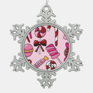 Niedlich Candy Schneeflocken Zinn-Ornament