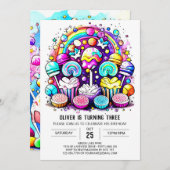 Niedlich Candy Sweet Chocolate Geburtstag Einladung (Vorne/Hinten)