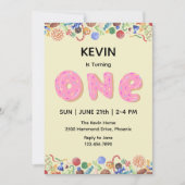 Niedlich Candy Thema Erster Geburtstag Einladung (Vorderseite)